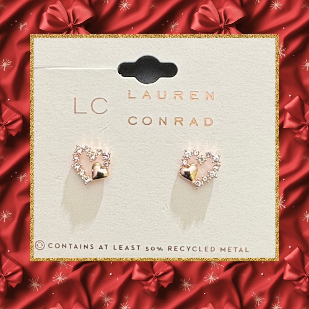 🎀🆕🎀 LC Lauren Conrad Silver and Rose Gold Heart Earrings